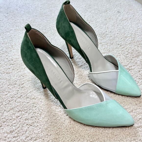 Dear Frances Shoes - Dear Frances Green Color Block Pumps Size 37